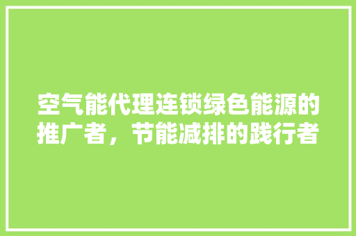 空气能代理连锁绿色能源的推广者，节能减排的践行者 家电维修