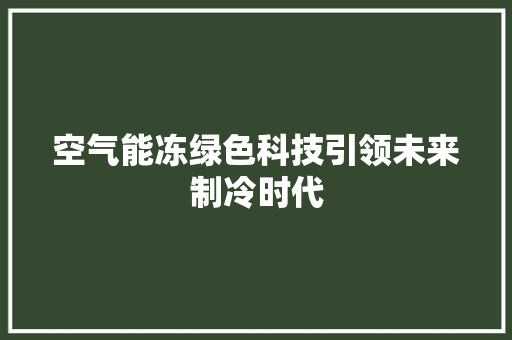 空气能冻绿色科技引领未来制冷时代