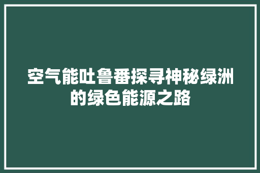 空气能吐鲁番探寻神秘绿洲的绿色能源之路 厨房维修