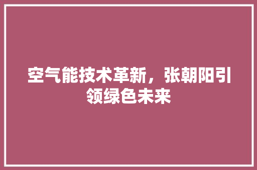 空气能技术革新，张朝阳引领绿色未来
