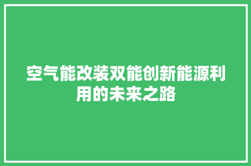 空气能改装双能创新能源利用的未来之路