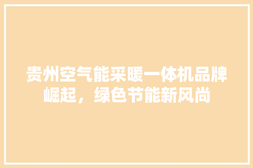 贵州空气能采暖一体机品牌崛起，绿色节能新风尚 家电维修