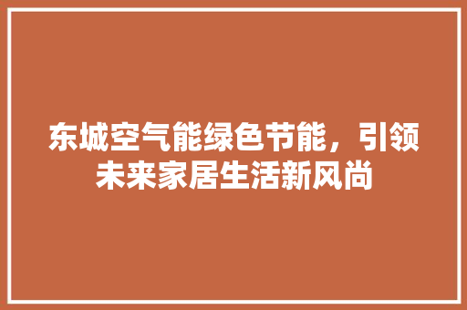 东城空气能绿色节能，引领未来家居生活新风尚