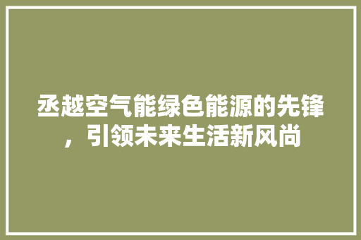 丞越空气能绿色能源的先锋，引领未来生活新风尚