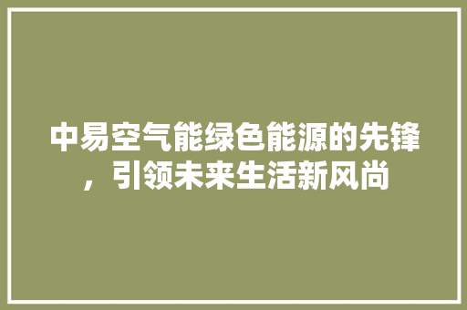 中易空气能绿色能源的先锋，引领未来生活新风尚