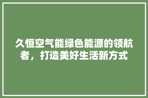 久恒空气能绿色能源的领航者，打造美好生活新方式