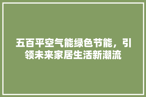 五百平空气能绿色节能，引领未来家居生活新潮流