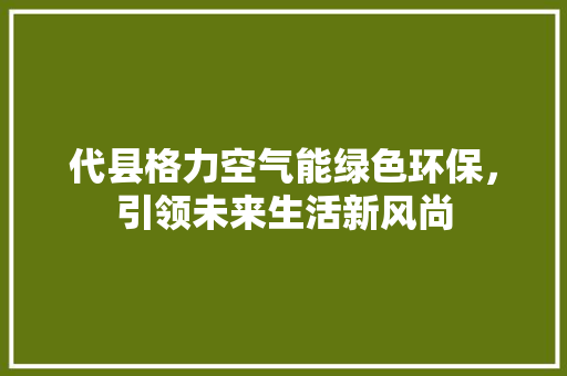 代县格力空气能绿色环保，引领未来生活新风尚