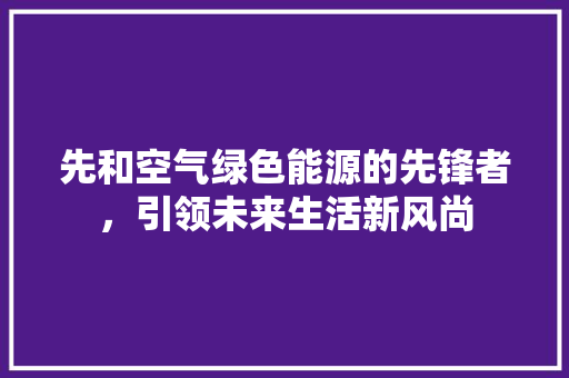 先和空气绿色能源的先锋者，引领未来生活新风尚