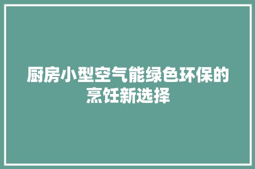 厨房小型空气能绿色环保的烹饪新选择