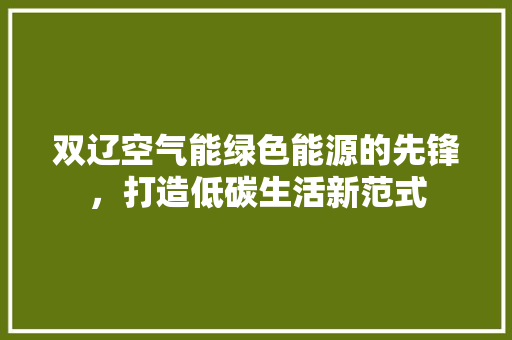 双辽空气能绿色能源的先锋，打造低碳生活新范式