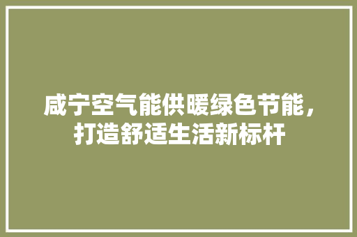 咸宁空气能供暖绿色节能，打造舒适生活新标杆