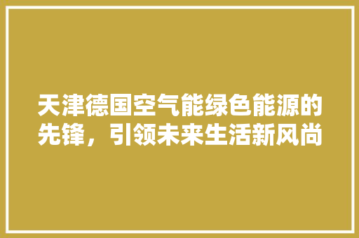 天津德国空气能绿色能源的先锋，引领未来生活新风尚 汽车维修