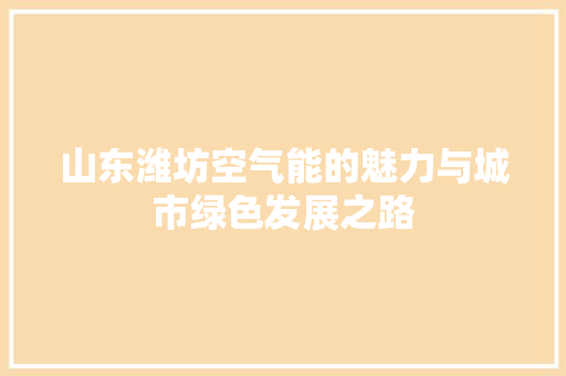 山东潍坊空气能的魅力与城市绿色发展之路