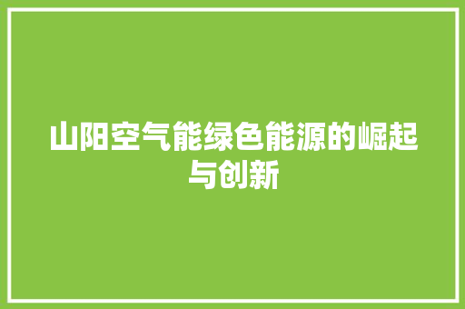 山阳空气能绿色能源的崛起与创新