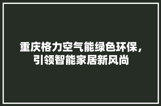 重庆格力空气能绿色环保，引领智能家居新风尚