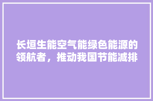 长垣生能空气能绿色能源的领航者，推动我国节能减排新篇章