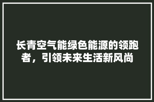 长青空气能绿色能源的领跑者，引领未来生活新风尚 汽车维修