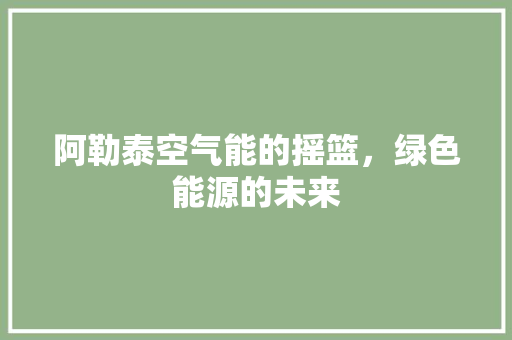 阿勒泰空气能的摇篮，绿色能源的未来