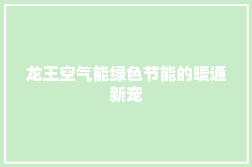龙王空气能绿色节能的暖通新宠