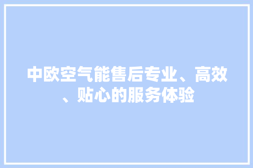 中欧空气能售后专业、高效、贴心的服务体验 汽车维修