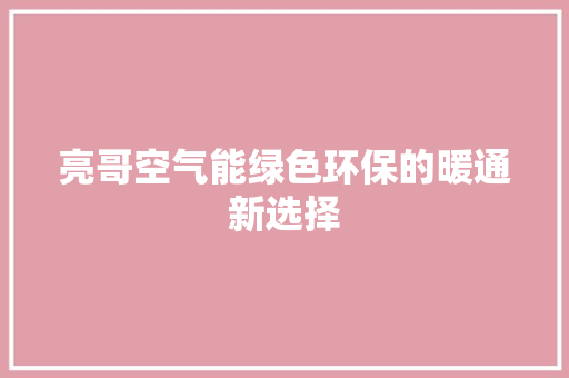 亮哥空气能绿色环保的暖通新选择