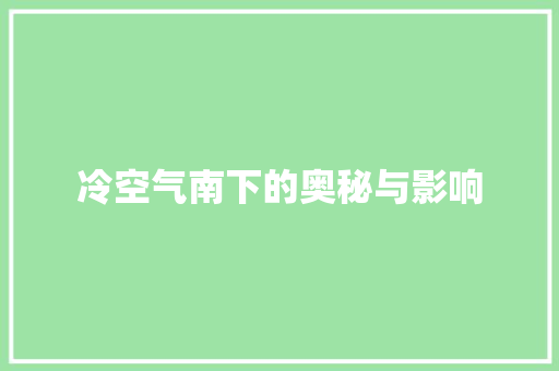 冷空气南下的奥秘与影响