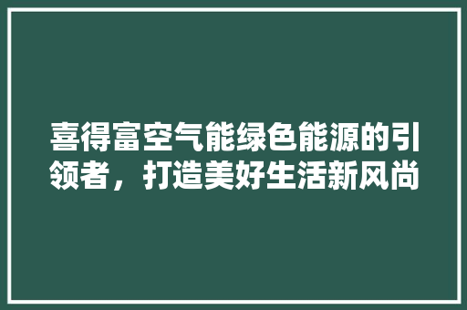喜得富空气能绿色能源的引领者，打造美好生活新风尚 家电维修