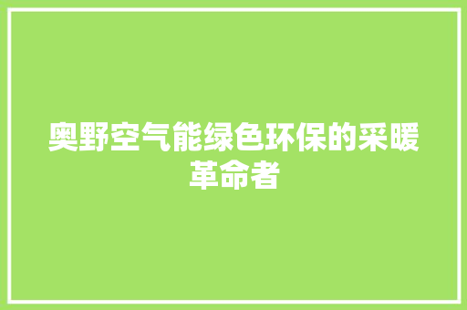 奥野空气能绿色环保的采暖革命者