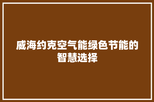 威海约克空气能绿色节能的智慧选择