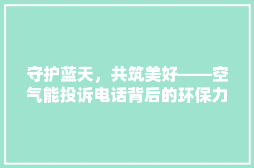 守护蓝天，共筑美好——空气能投诉电话背后的环保力量