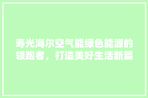 寿光海尔空气能绿色能源的领跑者，打造美好生活新篇章