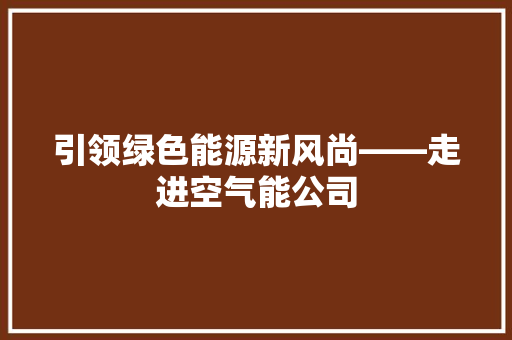 引领绿色能源新风尚——走进空气能公司