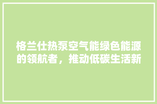 格兰仕热泵空气能绿色能源的领航者，推动低碳生活新潮流 家电维修