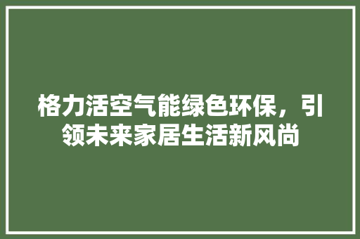 格力活空气能绿色环保，引领未来家居生活新风尚 家电维修