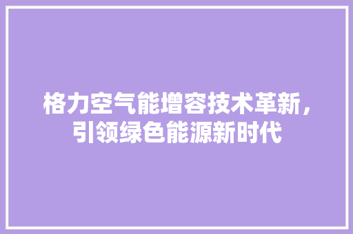 格力空气能增容技术革新，引领绿色能源新时代 综合便民
