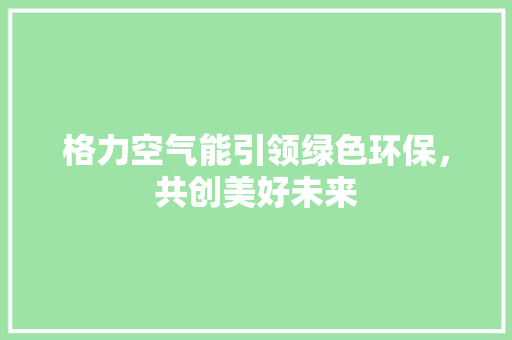 格力空气能引领绿色环保，共创美好未来 厨房维修