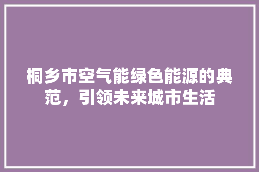 桐乡市空气能绿色能源的典范，引领未来城市生活