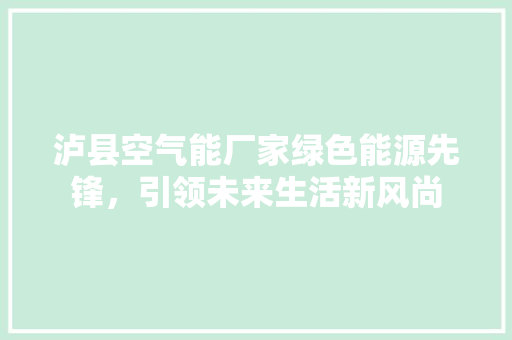 泸县空气能厂家绿色能源先锋，引领未来生活新风尚