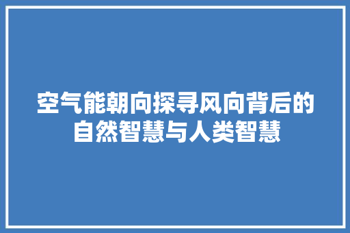 空气能朝向探寻风向背后的自然智慧与人类智慧