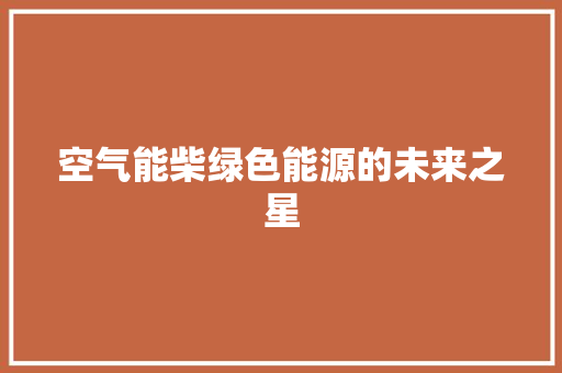 空气能柴绿色能源的未来之星 厨房维修