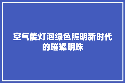空气能灯泡绿色照明新时代的璀璨明珠