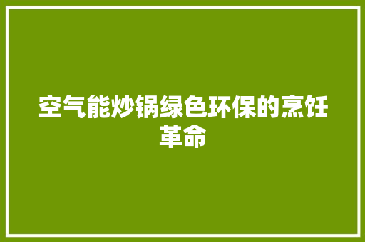 空气能炒锅绿色环保的烹饪革命