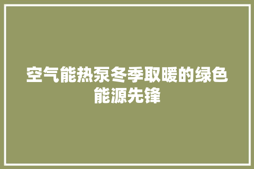 空气能热泵冬季取暖的绿色能源先锋
