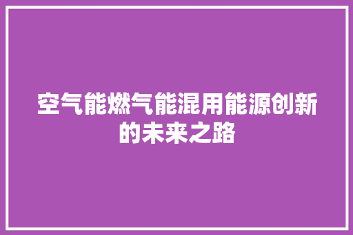 空气能燃气能混用能源创新的未来之路 墙体维修