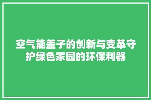 空气能盖子的创新与变革守护绿色家园的环保利器 墙体维修