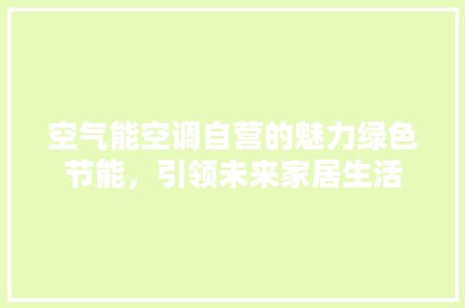 空气能空调自营的魅力绿色节能，引领未来家居生活