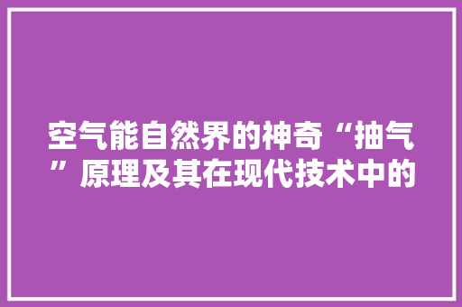 空气能自然界的神奇“抽气”原理及其在现代技术中的应用 墙体维修