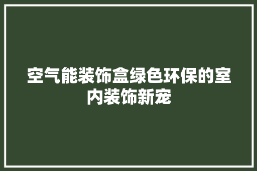 空气能装饰盒绿色环保的室内装饰新宠