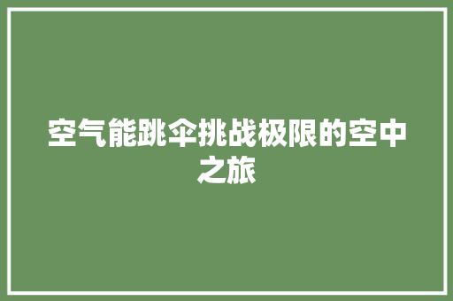 空气能跳伞挑战极限的空中之旅